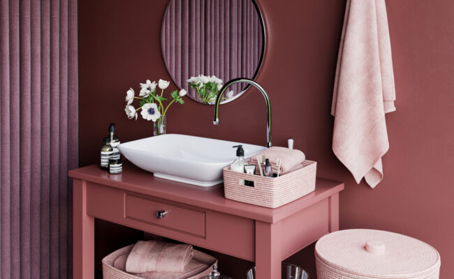 Proud Paints Bathroom Inspiration Grape Twist beautiful and uplifting earthy red paint colours for your bathroom and home interior decorating.