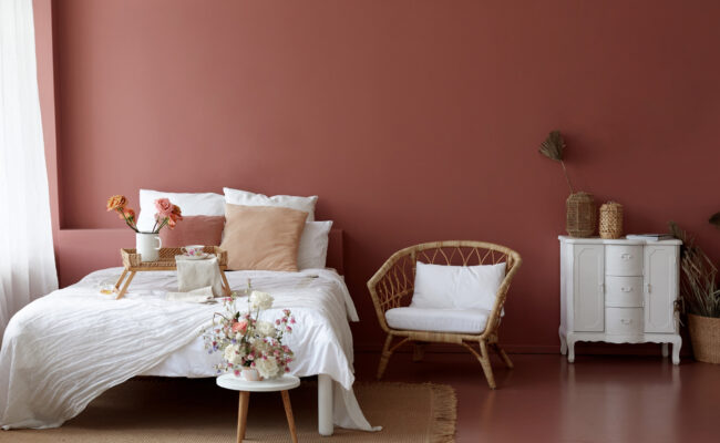 Proud Paints Bedroom Inspiration Clay Pot beautiful and uplifting earthy red paint colours for your bedroom and home interior decorating.