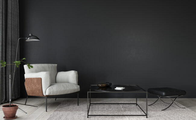 Proud Paints Living Room Inspiration Asphalt beautiful and sophisticated dark grey paint colours for your home interior painting and decorating.